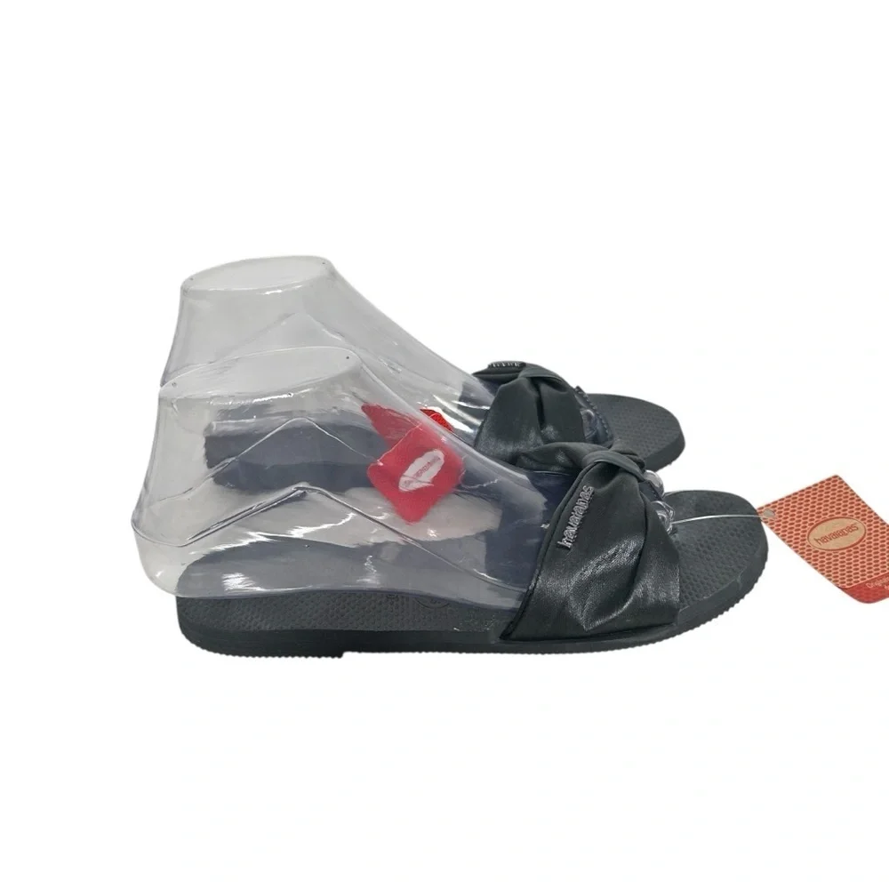 Havaianas Women’s St. Tropez YOU Lush Flip Flops  New Graphite Black Satin 7/8